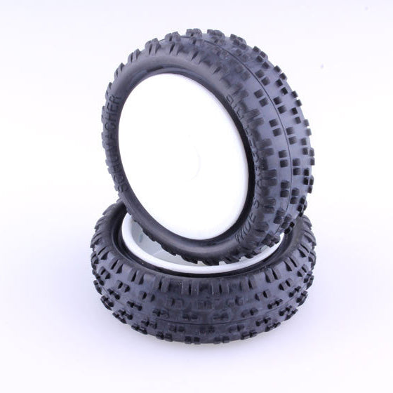 1:10 Schumacher Wide Stagger Rib - Frontreifen 2,2", gelb - verklebt, 12mm Sechskant (2)