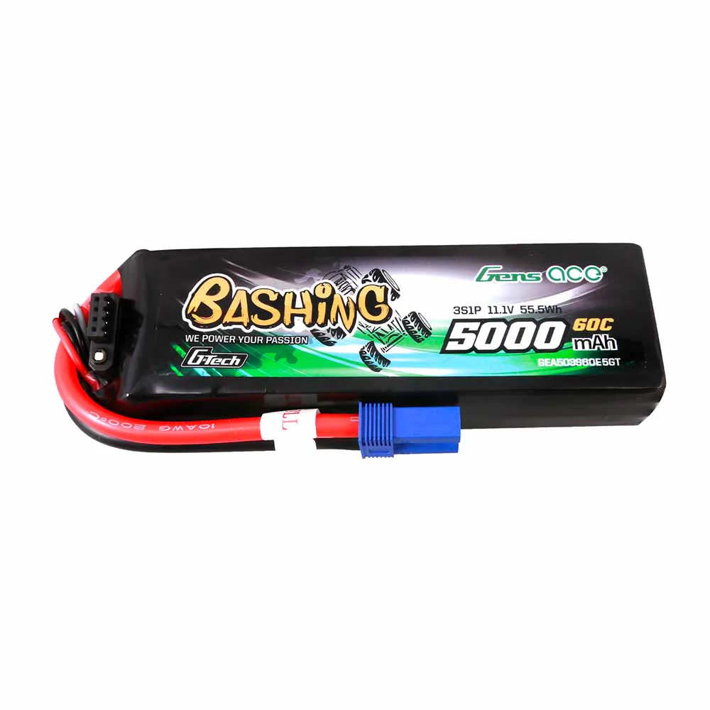 Batterie LiPo 3S 5000 mAh GensAce Bashing, dimensions : 137 x 41 x 24 mm