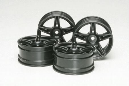 Tamiya Twin 5-Spoke Wheels 4pcs black (26mm / +4) - RCXX - RC Racing Shop | RC Models | Tuning & Spare Parts for Professionals