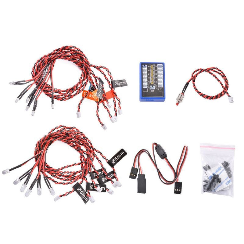 LED-Kit mit Kontrollbox Multicolor Flashing 4,8-6V (12x LED) H-SPEED für RC-Car, Helis, Flugzeuge & Dronen