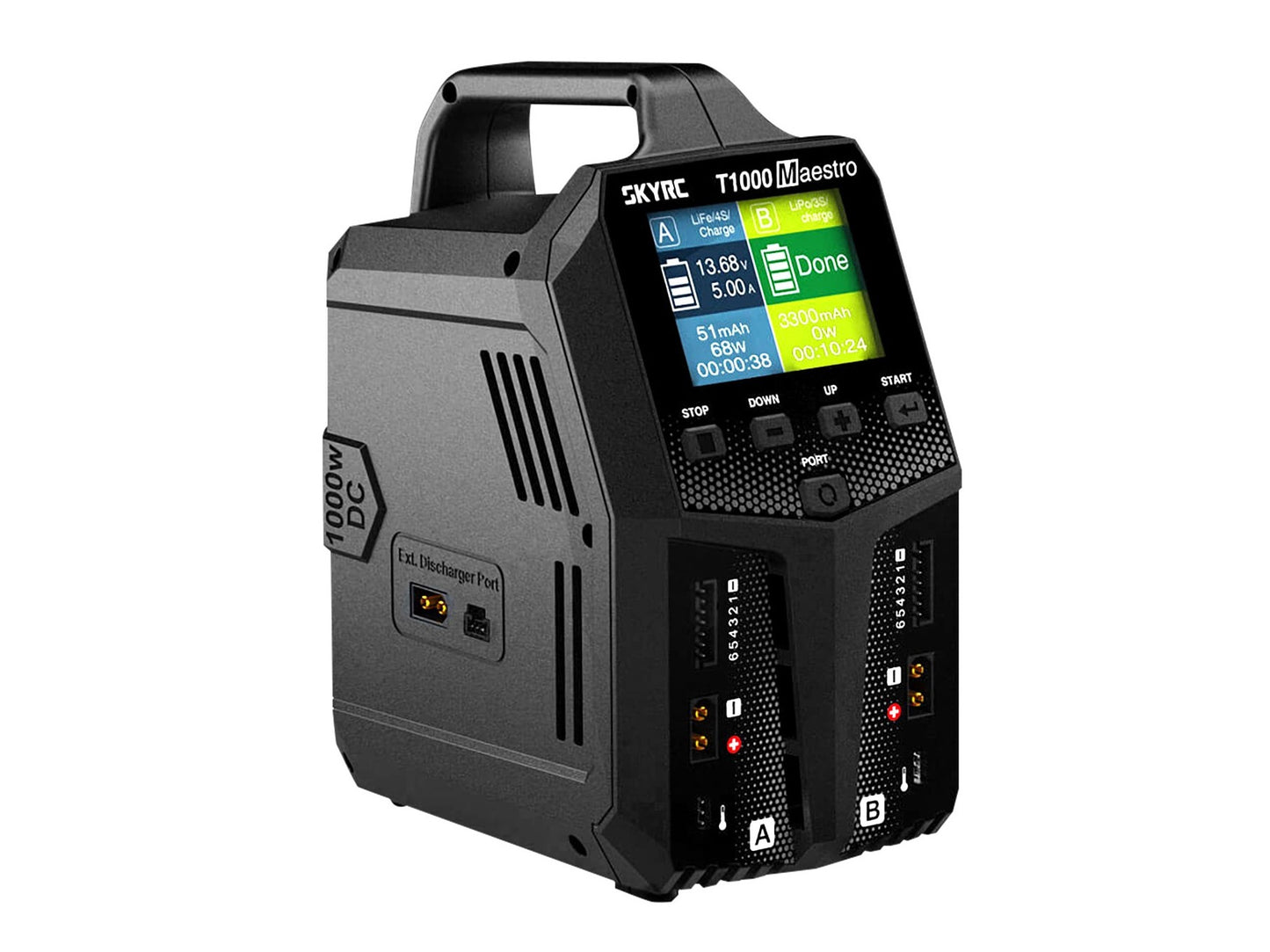 Chargeur double canal SkyRC T1000 Maestro - LiPo 1-6S | CA/CC | 450 W/1000 W
