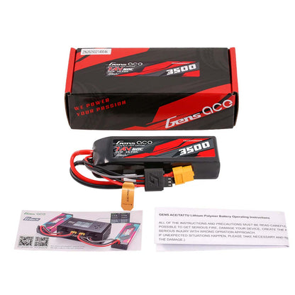 GensAce G-Tech Hard 2S 7.4V-3500-60C 100x34x22mm 179g (XT60)
