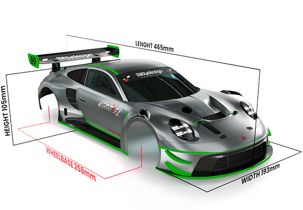 Bittydesign P-GT3R 1/10 Touring Body - 190mm - BDGT-190PGT3R
