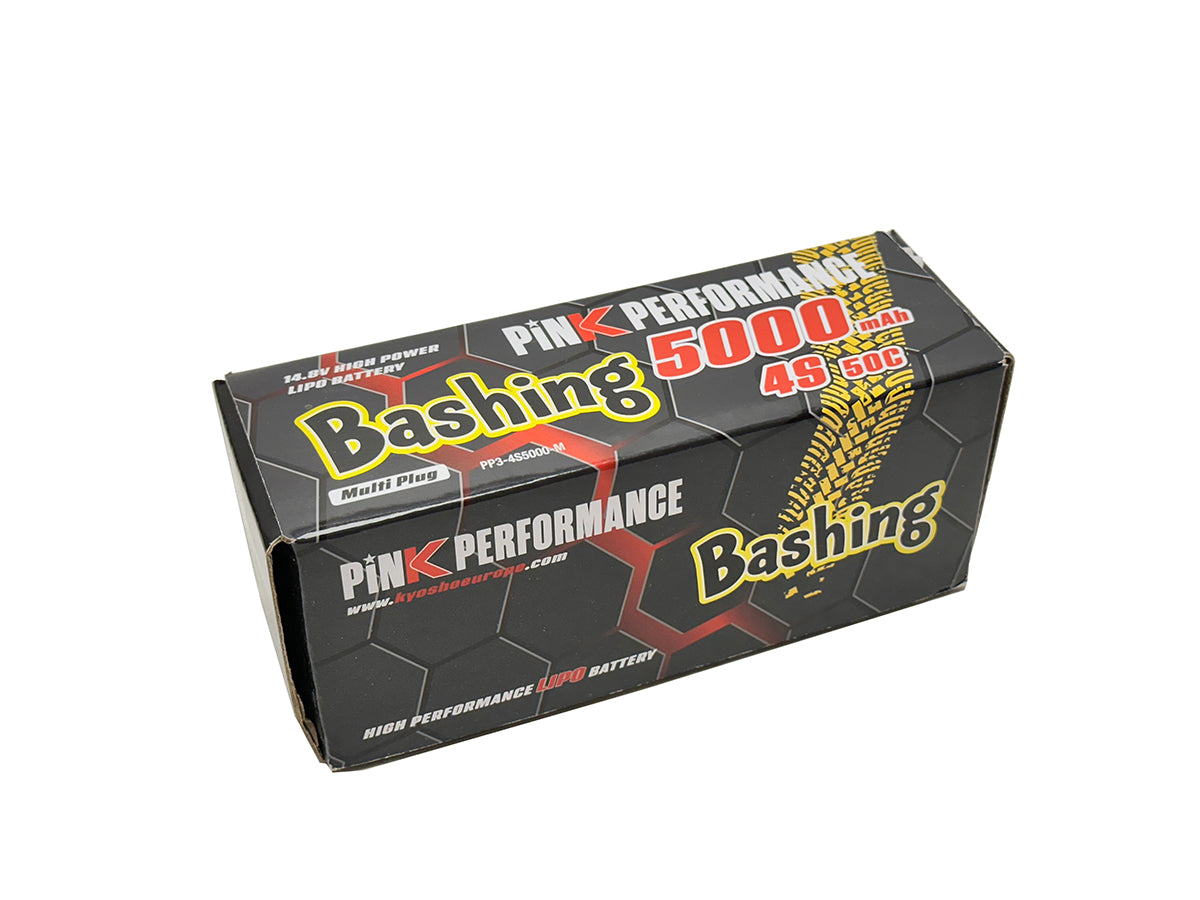 Batterie LiPo rose pour bashing 4S 14,8 V - 5000 mAh - 50C (Multicolore) 139 x 47 x 49 mm 590 g