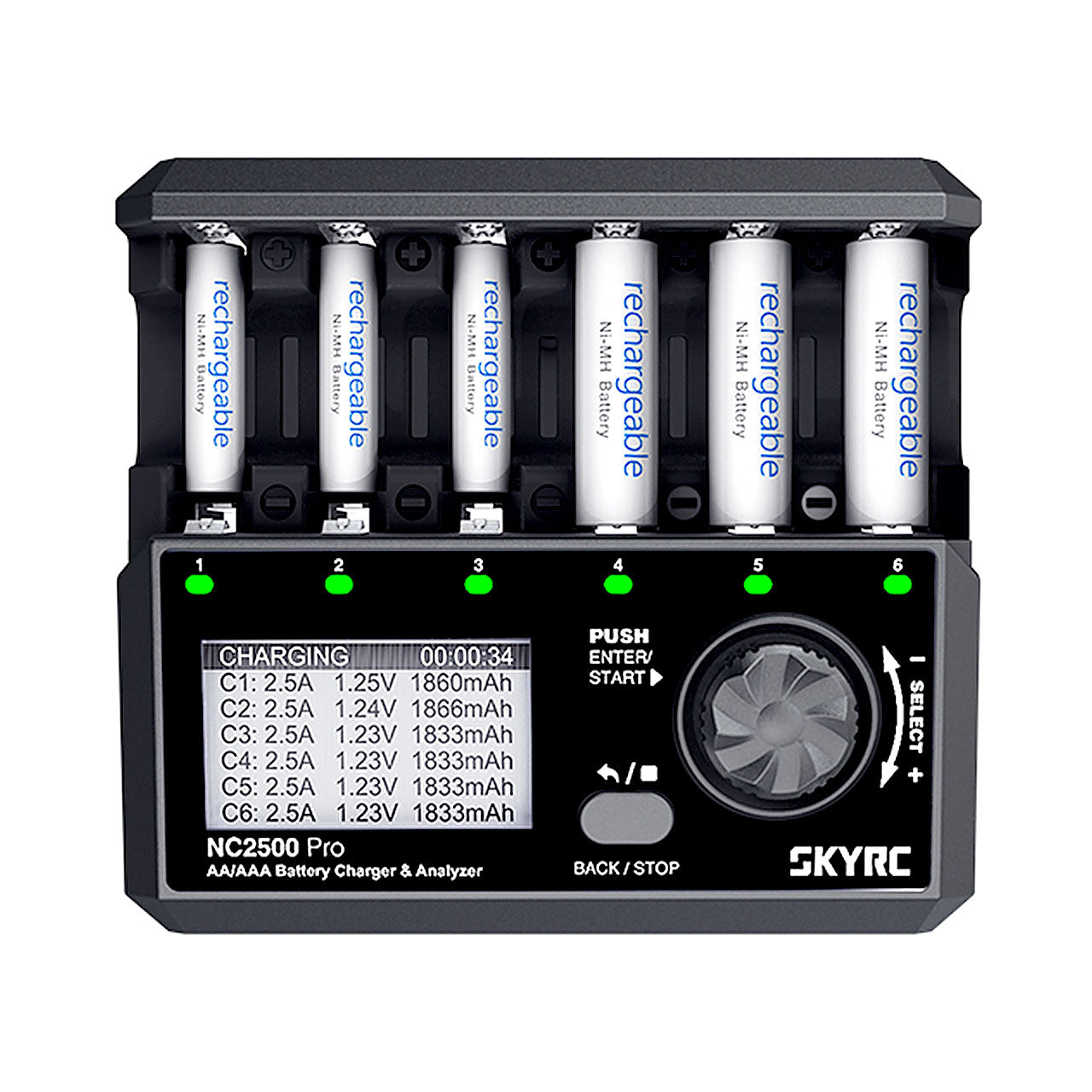 SkyRC NC2500 Pro Ladegerät für 6× AA / AAA NiMH & NiCd