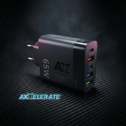 Axxelerate Multiple Charger 65W – 5-Port USB / USB-C Fast Charger